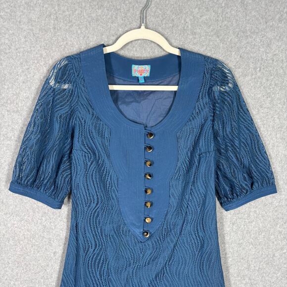 Plenty‎ Anthropologie Dress 2 Silk Lace Sheer Puff Twee Quirky Feminine Mod 50s - Picture 2 of 13